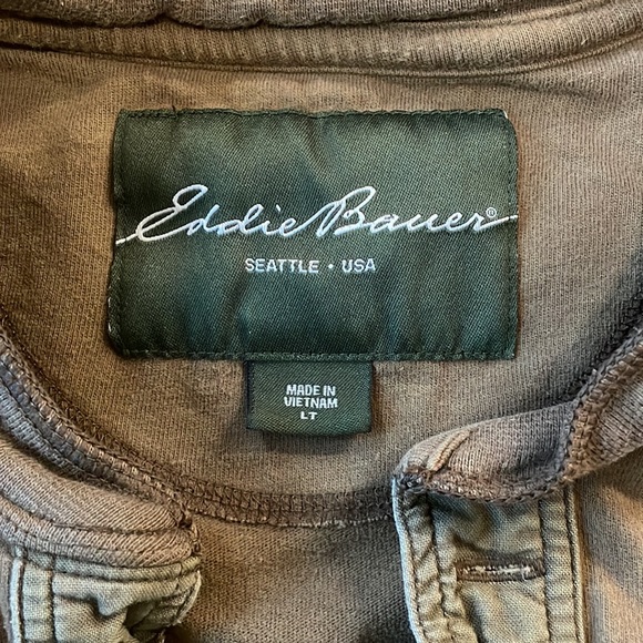 Eddie Bauer Long Sleeve, Henley, Tan, Large Tall - Picture 2 of 9